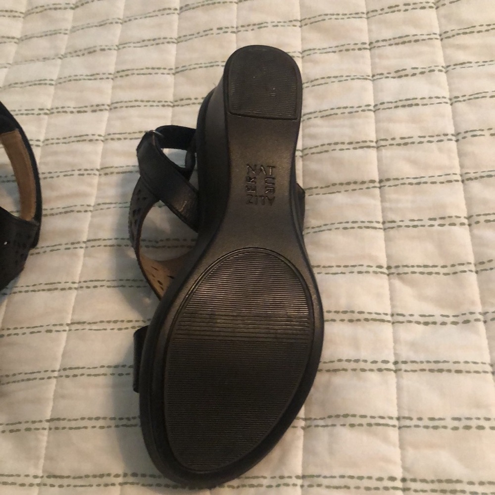Naturalized Leather sandals with wedge heel - Picture 5 of 6